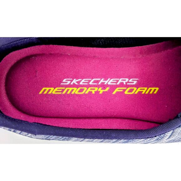 NEW Women's Skechers Memory Foam Blue Gray Slip On Loafer Shoes Size 8 NWT - Picture 7 of 8